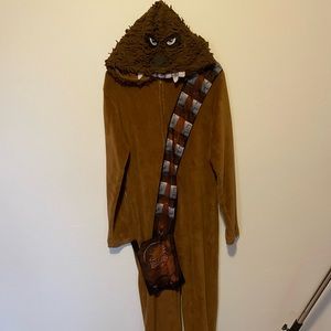 Disney Star Wars Chewbacca Mens Medium Onesie Hooded Zip up Pajamas